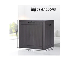 31 Gallon Resin Deck Box,Waterproof UV Resistant Outdoor Storage Box for Garden
