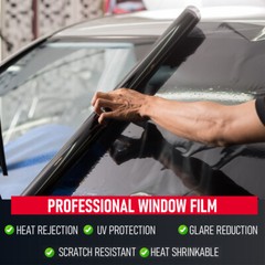 UNITED Window Tint Roll Standard Black Color For Car Truck Home Any Size & Shade