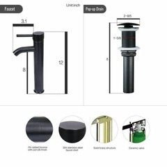 Bathroom Oval Tempered Glass Vessel Sink Bowl Faucet Pop Up Drain Basin Set Home