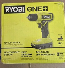 RYOBI ONE+ 18V Cordless 3/8 in. Drill/Driver Kit with 1.5 Ah Battery and Charger