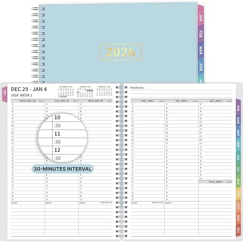 2026 Appointment Book, 30 Minutes-Hourly, Weekly ＆ Monthly Calendar Planner