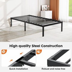 Metal Queen King Full Size Bed Frame Bedroom Sturdy Steel Slat Support Bedstead