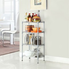Rectangle Carbon Steel Metal Assembly 4-Shelf Kitchen Storage Rack Silver Grey