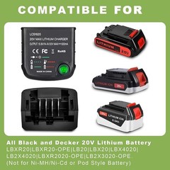 LCS1620 Charger for Black and Decker 20v max Charger 20V Lithium Battery LBXR20