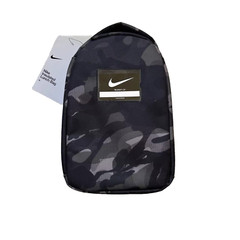 NEW Nike Camo Insulated Lunch Bag Black & Gray 6 Liter Easy Clean Zip 9A2747 K11