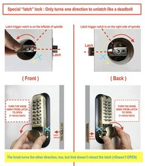 Mechanical Keyless Combination Latch Door Lock with Double Keypads Oil Rubbed