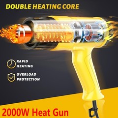 Electric Heat Gun 2000W Hot Air Gun Stepless Temperature Heater + 4 Nozzles Tool