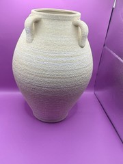 Ceramic Vase Rough Texture – Rustic Amphora Style Rustic with 4 Sashes 12.5 IN