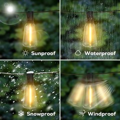 ST38 LED Outdoor Solar Powered String Lights for Patio Yard Porch Party Decor