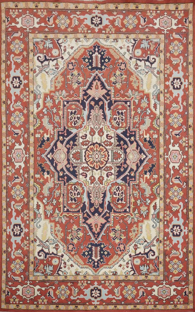 Oriental Area Rug 6×9 Vegetable Dye Geometric Hand-knotted Wool for Any Room