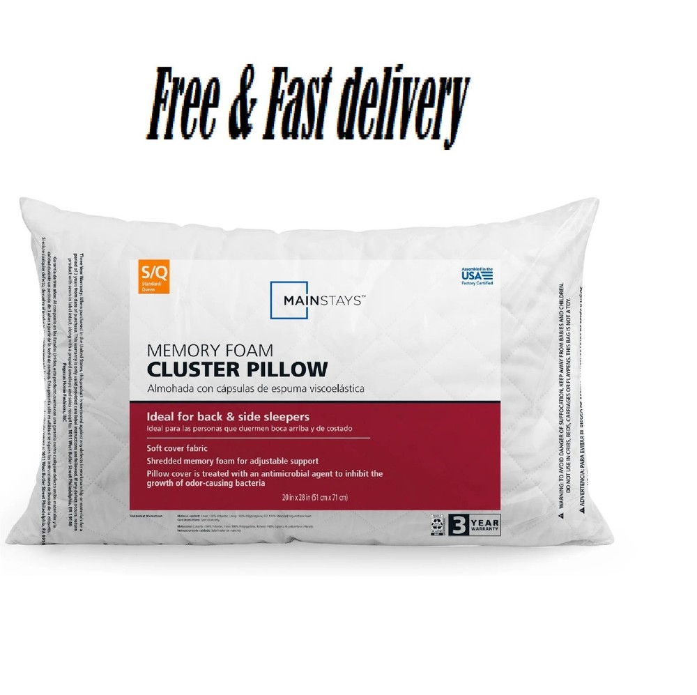 Mainstays™ Memory Foam Cluster Bed Pillow, Standard Queen