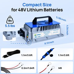 DC HOUSE Pro Metal Case 48V 100Ah Lithium Golf Cart Battery with 18A Charger