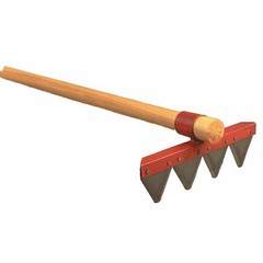 Council Tool Lw12-60 12 In Steel Fire Rake, 4 Tines, 60 In L Wood Handle