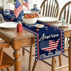 United States America 250th Flag Table Runner, with Honor and Respect