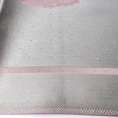 Vtg Reversible Gray Pink Damask Banquet Set 9.5 Ft Tablecloth & 11 Napkins