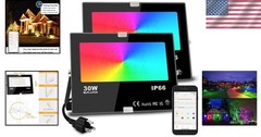 Outdoor Color Changing Stage Light 2-Pack, 300W Equivalent