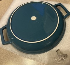 Servppetit Stackable Stoneware Grill Pan With Lid Blue 10 Inch New Free Shippin