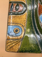 Veoa De Artesa Ecuador Square Vase 7 1/4” Tall Hand painted