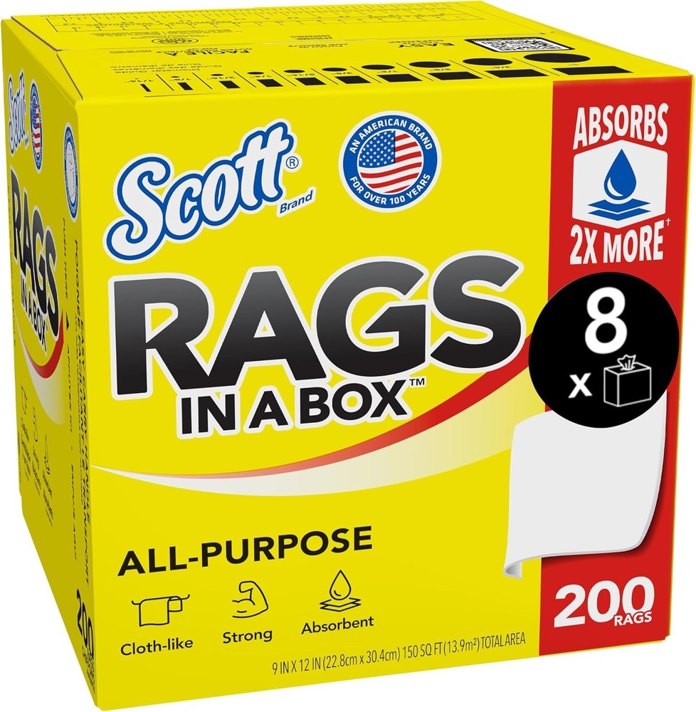 Scott Rags In A Box (75260), All-Purpose Towels, Large 9″x12″ Paper Towel, Pop