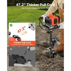 Uimoso Gas-Powered Earth Auger 52cc with 6″ & 10″ Drill Bits for Installation