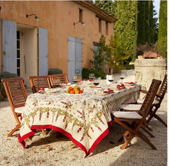 Couleur Nature, “Gooseberry Red & Green” French Country Holiday Tablecloths, NEW