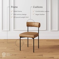 Nathan James Dahlia Modern Metal Dining Chair: Upholstered, Italian Design,