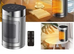 PTC Fan Heater with Remote Control 1500W Adjustable Modes Silver Compact Design