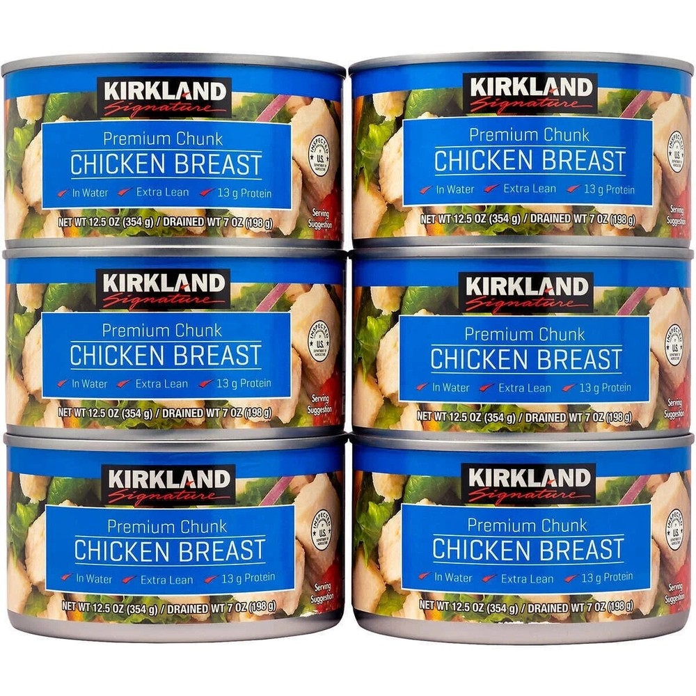 Kirkland Premium Chunk Chicken Breast Packed in Water 12.5oz 6 Pack Exp 10/2027