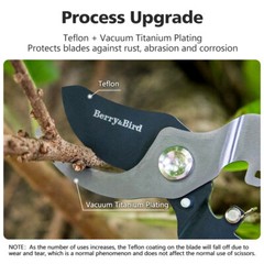 Berry&Bird Garden SK-5 Steel Pruning Shears Professional Wooden Handle Pruners
