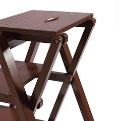 Wood Folding 4 Step Stool Ladder Adults Wood grain color Step Ladder 220lbs Load