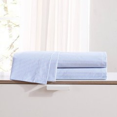 Twin XL Printed Pattern Percale Cotton Sheet Set Blue Stripe – Poppy