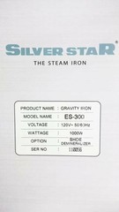 Gravity- Feed Steam Iron ~ Silver star ES-300