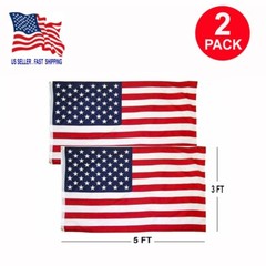 2 PACK 3×5 Ft American Flag w/ Grommets, United States Flags, US America