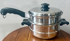 Vtg 2 Qt Saladmaster 3 Piece Double Boiler Steamer Pot Pan Set Stainless~MINT