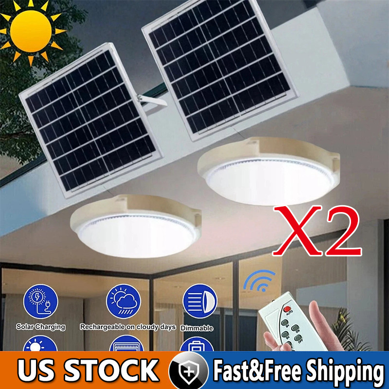 Solar Panel Powered Light Pendant Ceiling Lamp Indoor Outdoor Garden Shed Barn
