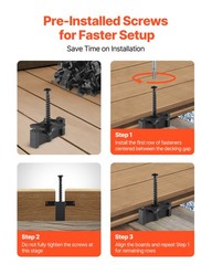 VEVOR 250PCS Hidden Deck Fasteners for Composite Decking Universal T Clips Black