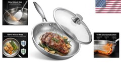 Titanium Frying Pan with Lid 11.8” – PFAS Free & Scratch Resistant Cookware