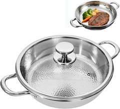 Titanium Hammered Pan, No Coating Non-Stick Titanium Cookware, 11.02in/lid
