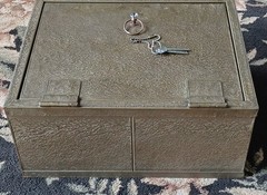 Mid-century Victor ‘Treasure Chest’ Fire-Proof Strong Box Safe, Both Keys, Nice!