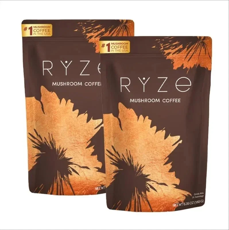 NEW 2PC+ Organic Ryze Mushroom Coffee, 30 Servings/Bag, Instant, Free Shipping