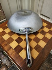 Vtg All-Clad Masterchef MC2 Stainless Aluminum 10″ Wok Skillet 2 Handle Fry Pan