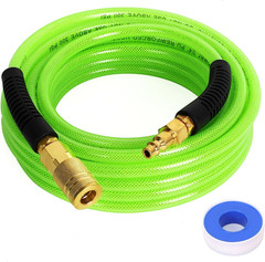 Air Compressor Hose 1/4 Inch X 25 Feet Reinforced Polyurethane (PU) Air Hose wit