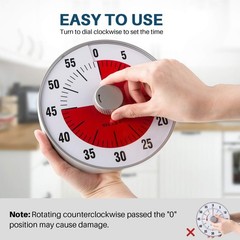 Secura 7.5-inch Visual Countdown 60-Minute Kitchen Timer, Time Management, NEW