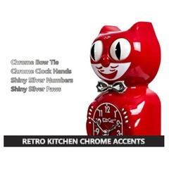 RETRO KITCHEN KIT CAT CLOCK 15.5″ Red Kit-Cat Klock MADE IN USA Free Battery NEW