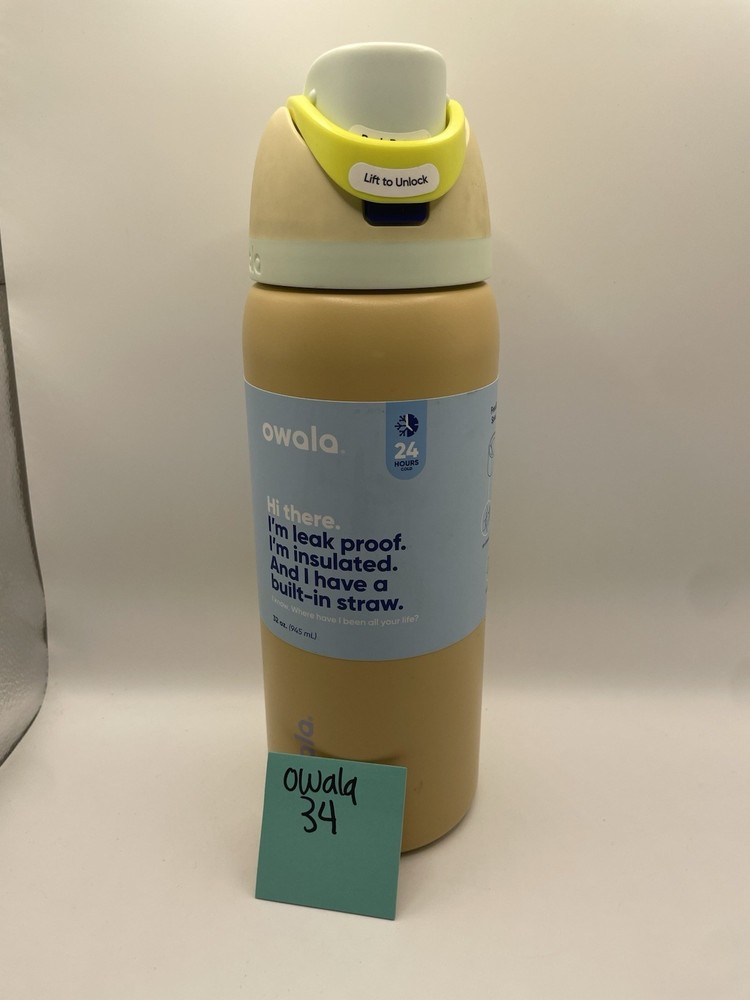 Owala 32 oz FreeSip Stainless Steel Water Bottle Color: Beachfront Yellow READ!