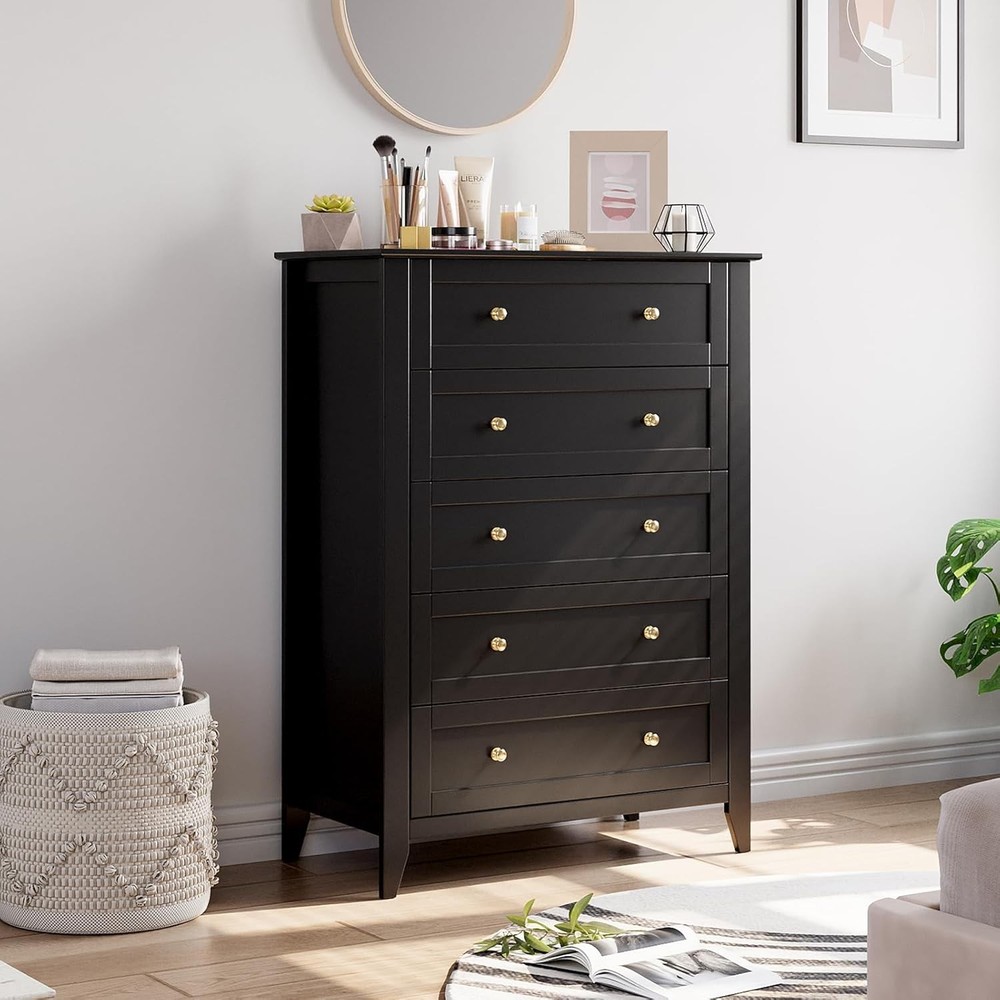 5 Drawer Dresser for Bedroom,Tall Dresser Chest of Drawers,Wood Bedroom Dressers