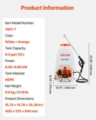 VEVOR Gas Powered Backpack Sprayer 26.5CC 0.9HP Engine 6.5 Gallon Garden Sprayer