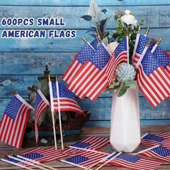 Preboun 400 PCS American Flag Bulk, 8 x 12 Inches Small US on Stick Flags Bulk M
