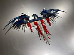 American Eagle Metal Wall Art, Heat Blued Steel Flag, Patriotic Decor