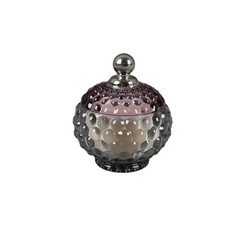 4.25 In. Glass Bubble Candle with Metal Nob Lid (5 Oz.)